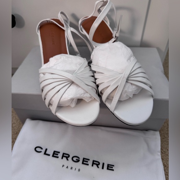 NEW‼️CLERGERIE Dita Leather Strappy Sandals Sz. 8 US/38 EU White - Picture 9 of 12